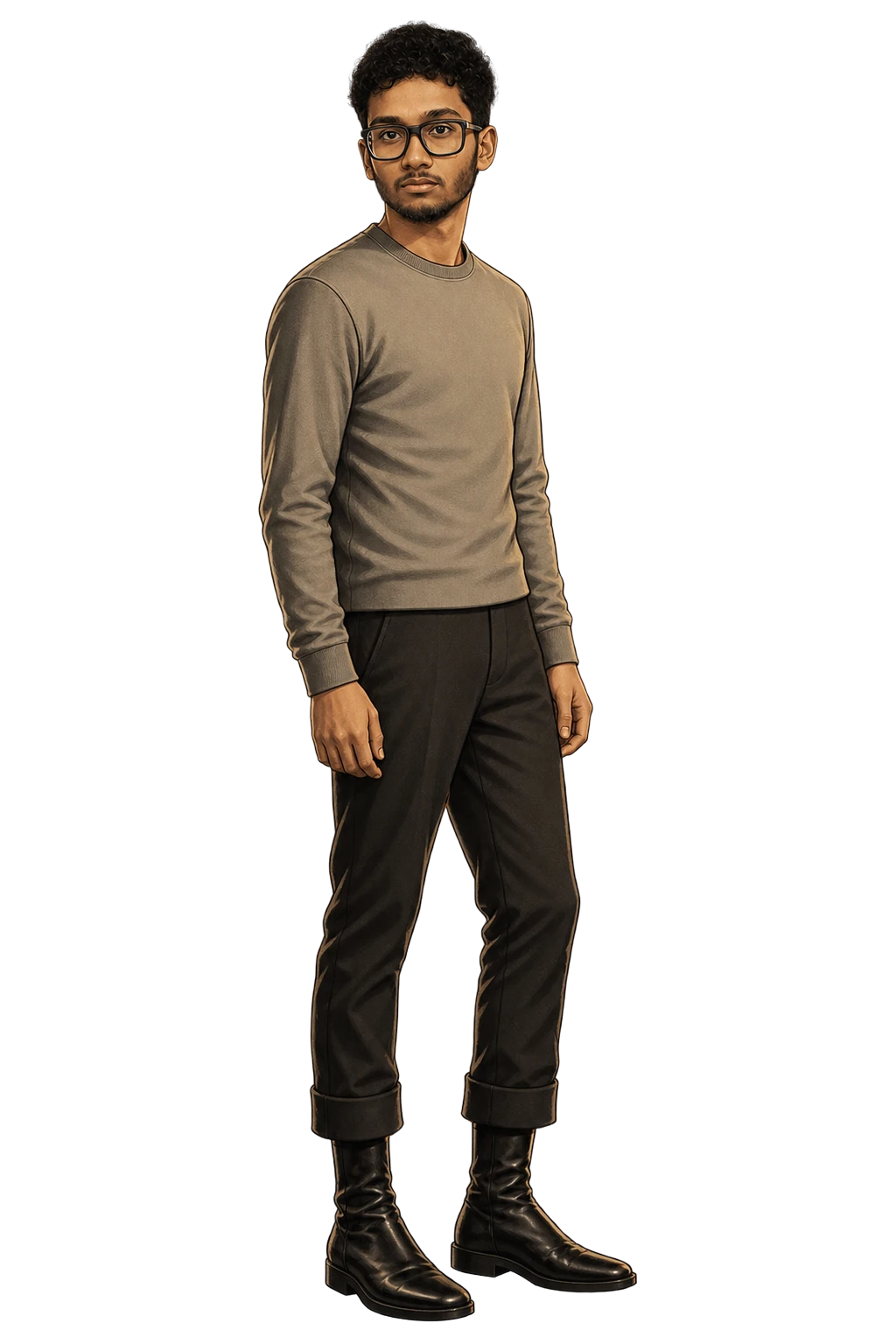 Santhosh, Director at Hsela Mak, wearing glasses and a taupe sweatshirt